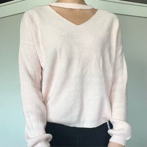 Women’s Oversized Soft Pink V-Neck Sweater Size XS